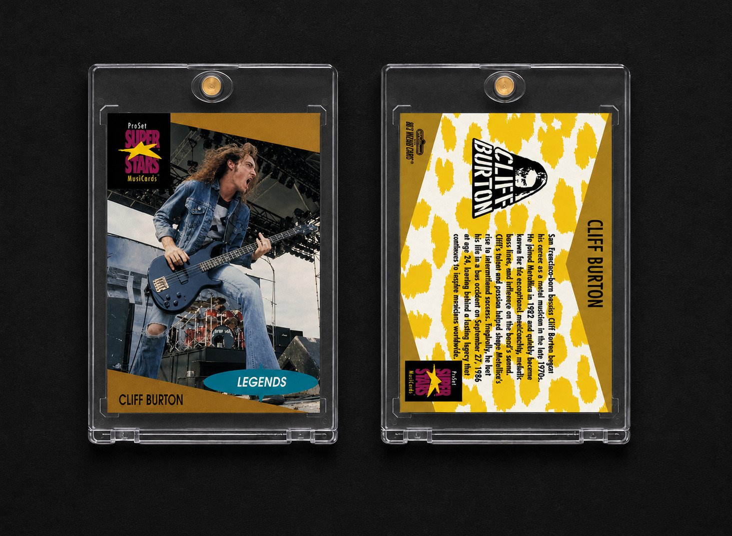 Cliff Burton Metallica 1991 ProSet Super Stars Legends Fan Art  Trading Card