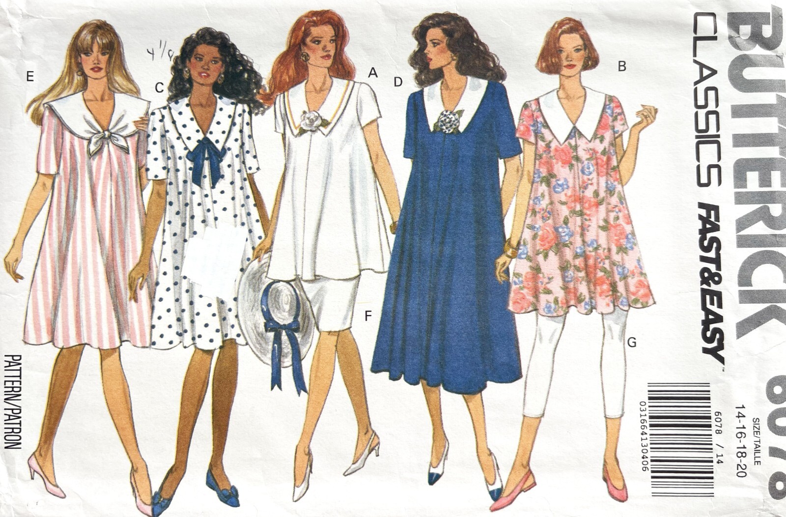 1990\'s Butterick Maternity Dress,Top,Skirt,Leggings Pattern 6078 Size 14-20 UNC
