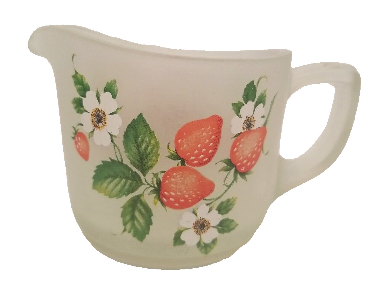 Vintage Westmoreland Satin Frosted Glass Strawberry Creamer