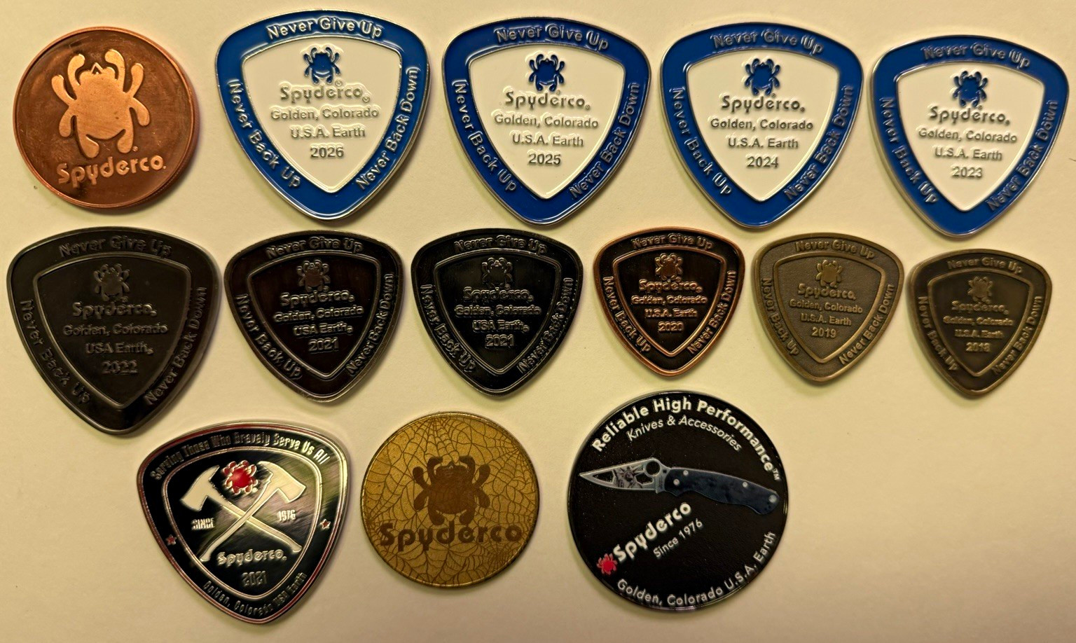 Spyderco Challenge Coin 2018  2019 2020 2021 2022 2023 2024 2025 2026 Spydercoin