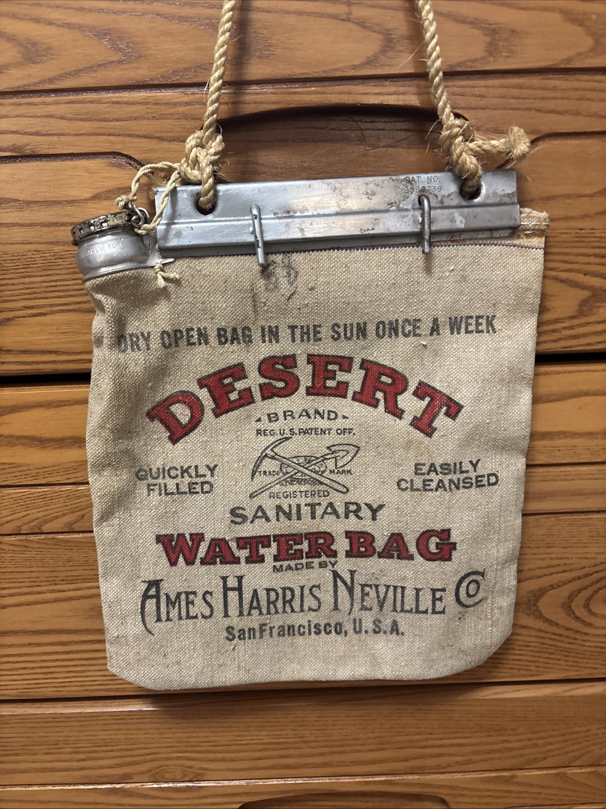 Vintage 1950\'s Desert Water Bag – Ames Harris Neville Co., San Francisco, USA