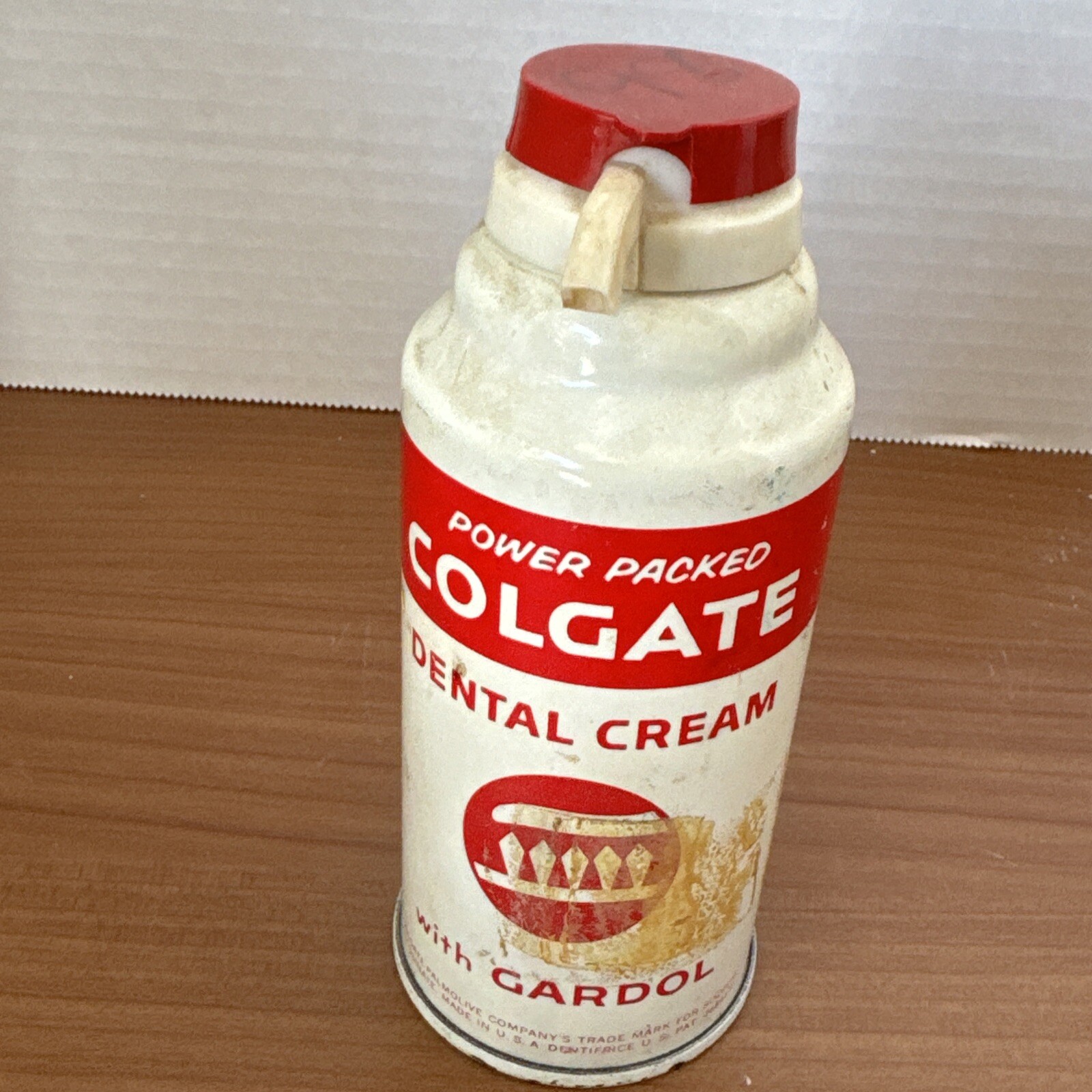 1958 Colgate TOOTHPASTE AEROSOL CAN, RARE New Full Dental Cream 7 OZ Smithsonian