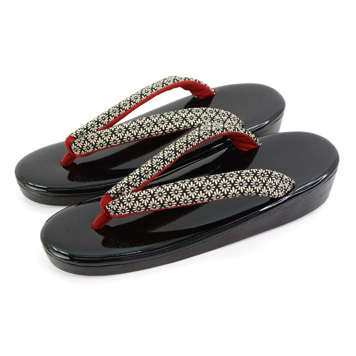 Takeharu Urethane Enamel Zori Sandals for Women, Made in Japan, Black, Urethane
