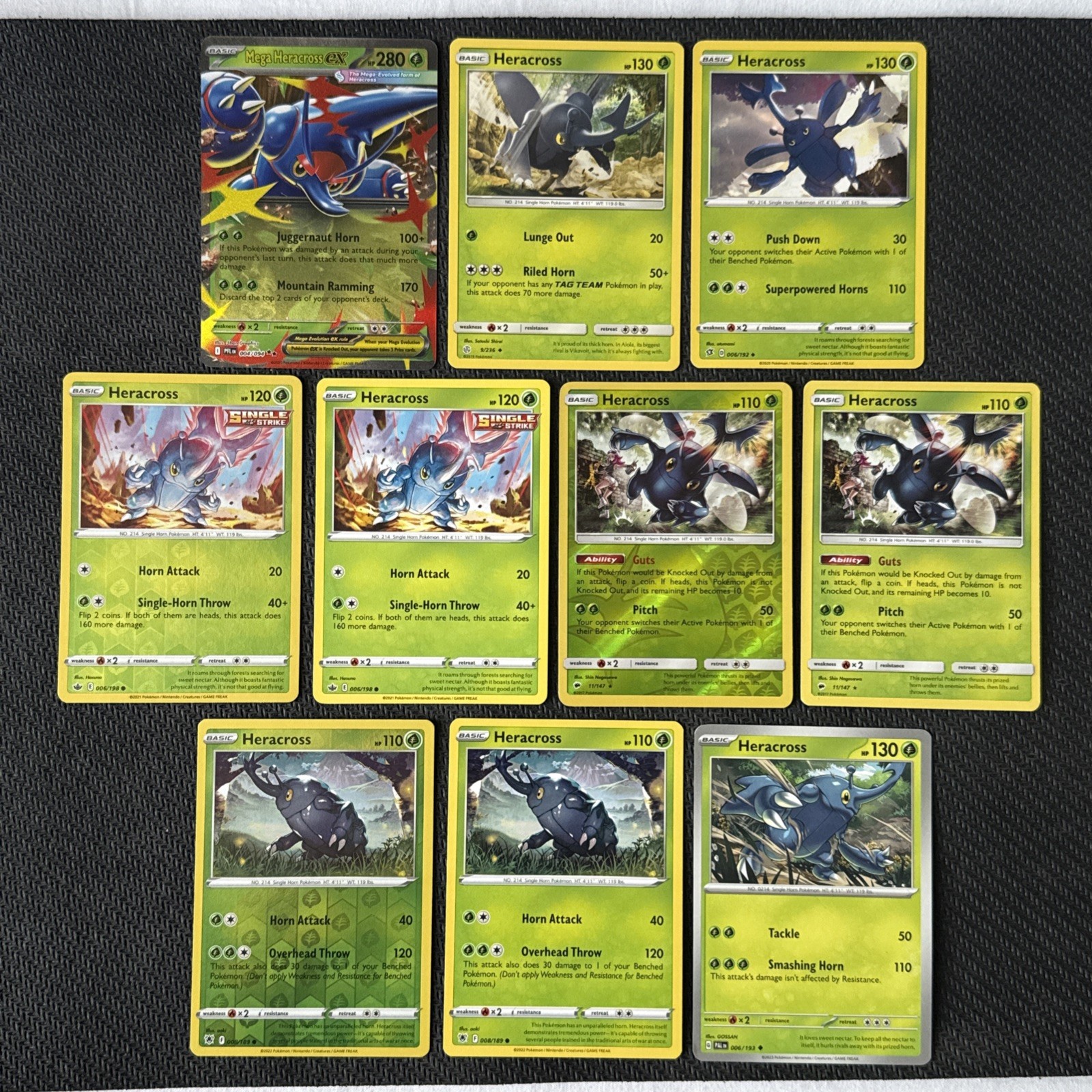 10x Pokemon Card Heracross Bundle Mixed Sets (No Duplicate) NM