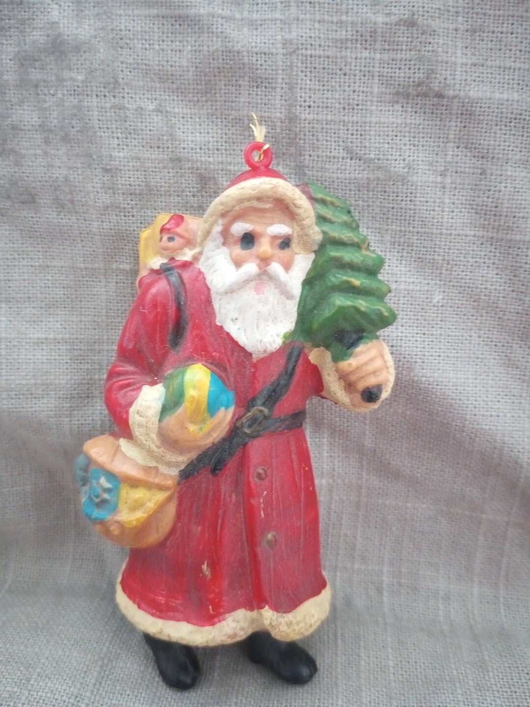 Beautiful Old Vintage Hard Plastic Santa Claus Christmas Ornament 4\