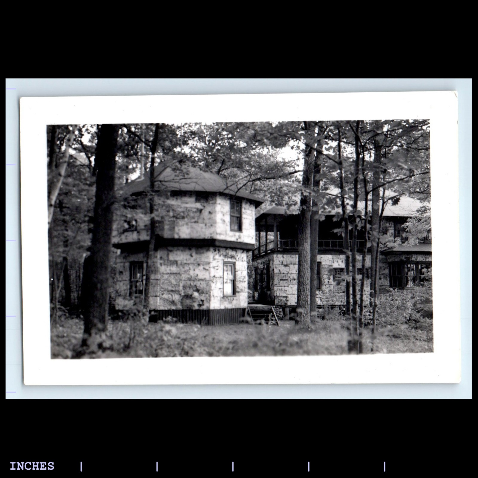 Old Vintage Photo FORT BUILDING IN FOREST WOODS