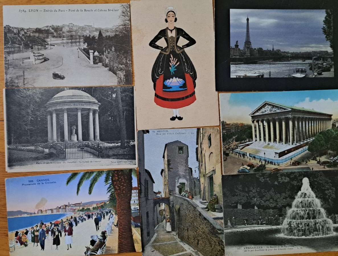 Lot of 8    FRANCE   Cities & Towns     Vintage Postcards     ca.1900's-1950's