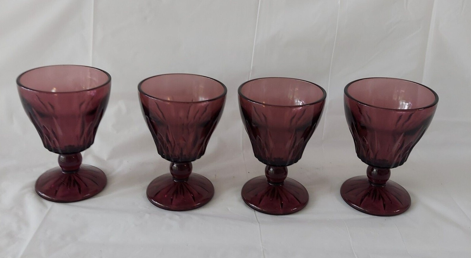 Vintage Hazel and Atlas Moroccan Amethyst Juice Glasses/Goblet/Wine/MCM Set Of 4