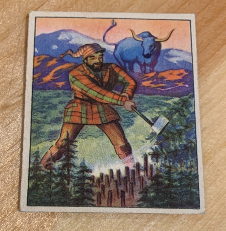 Rare 1949 Bowman Wild West G-1 Mighty Paul Bunyan VG+-EX Sharp