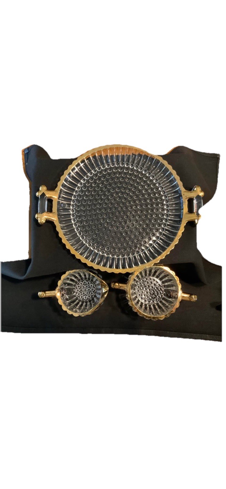 Vtg 1940 Jeanette National 22k Gold Sugar, Creamer & Tray Set Amazing Condition