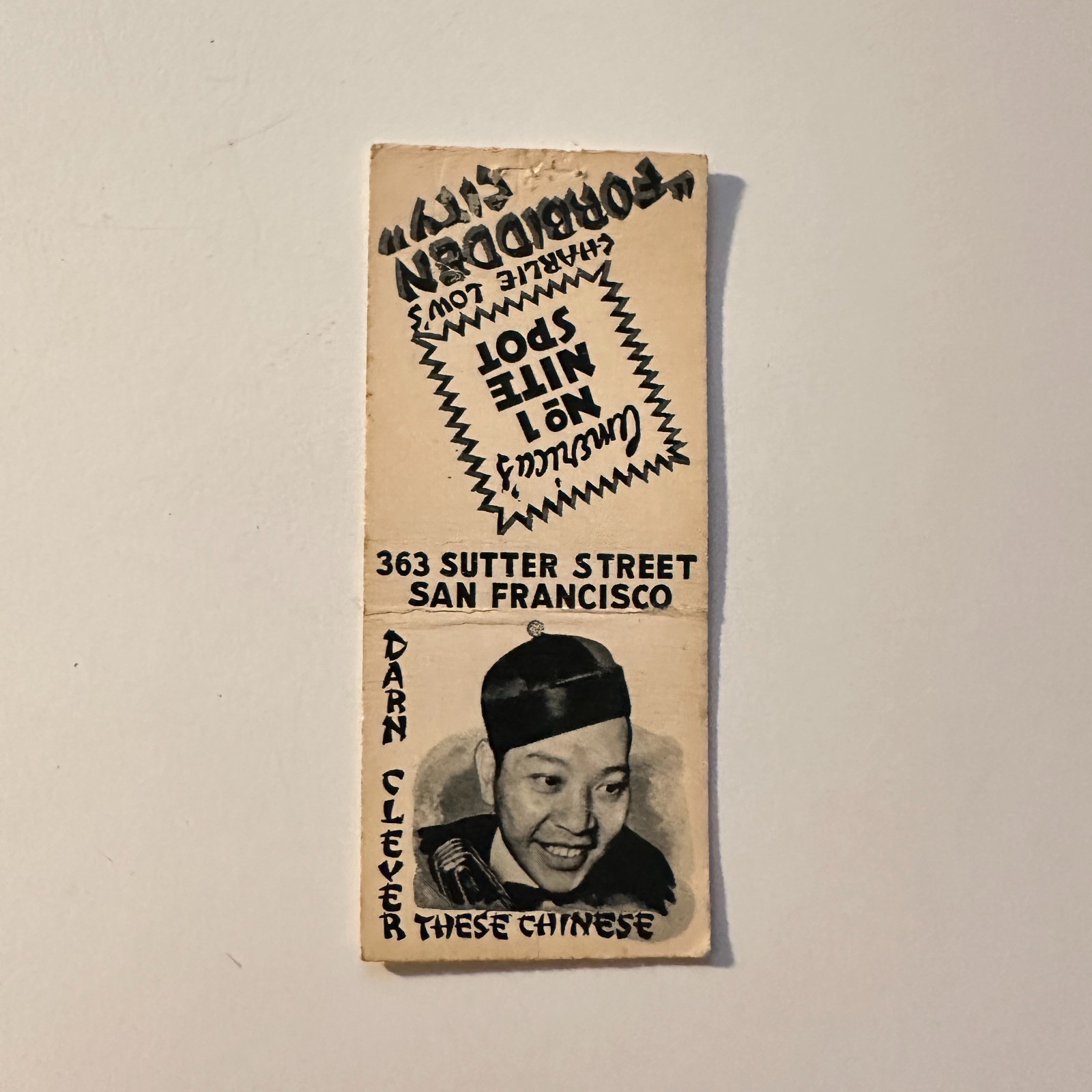 Charlie Low\'s Forbidden City San Francisco Vintage Matchbook Cover 5MB133-1