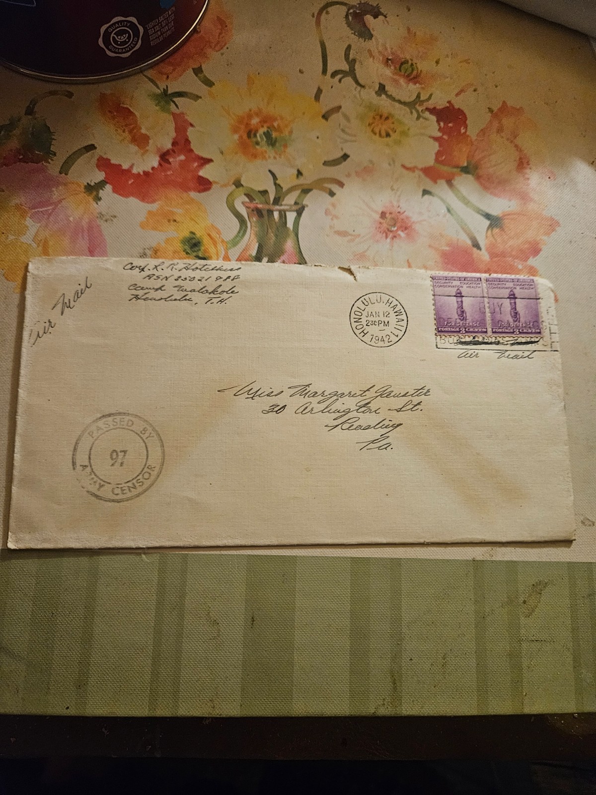 WWII 1941 Hawaii Convoy Diary Letters Lot 5 Censor