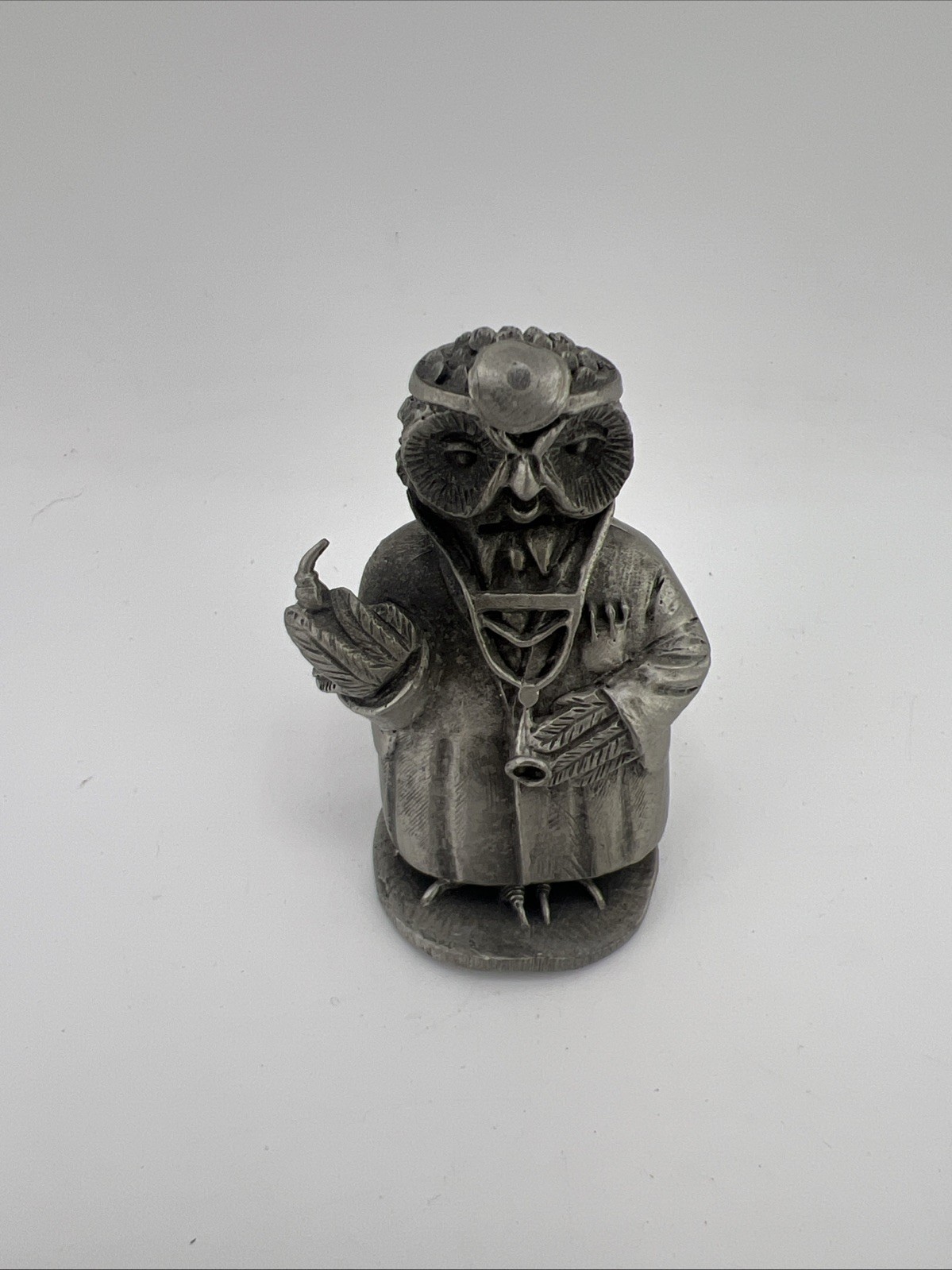 Hudson Pewter Wise Owl Doctor/Nurse Figurine #699 Vintage