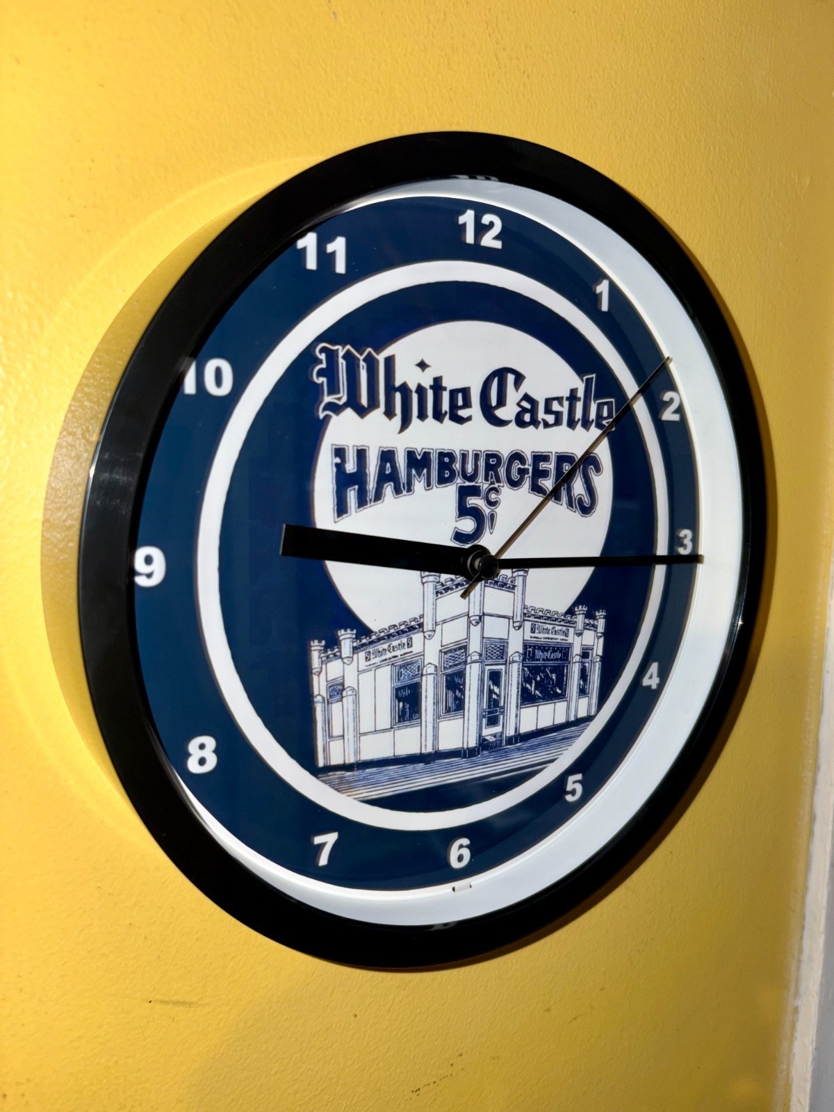 White Castle Hamburgers Diner Restaurant Kitchen Man Cave Advertising Clock Sign White Castle Hamburgers Diner Restaurant Kitchen Man Cave Advertising Clock Sign