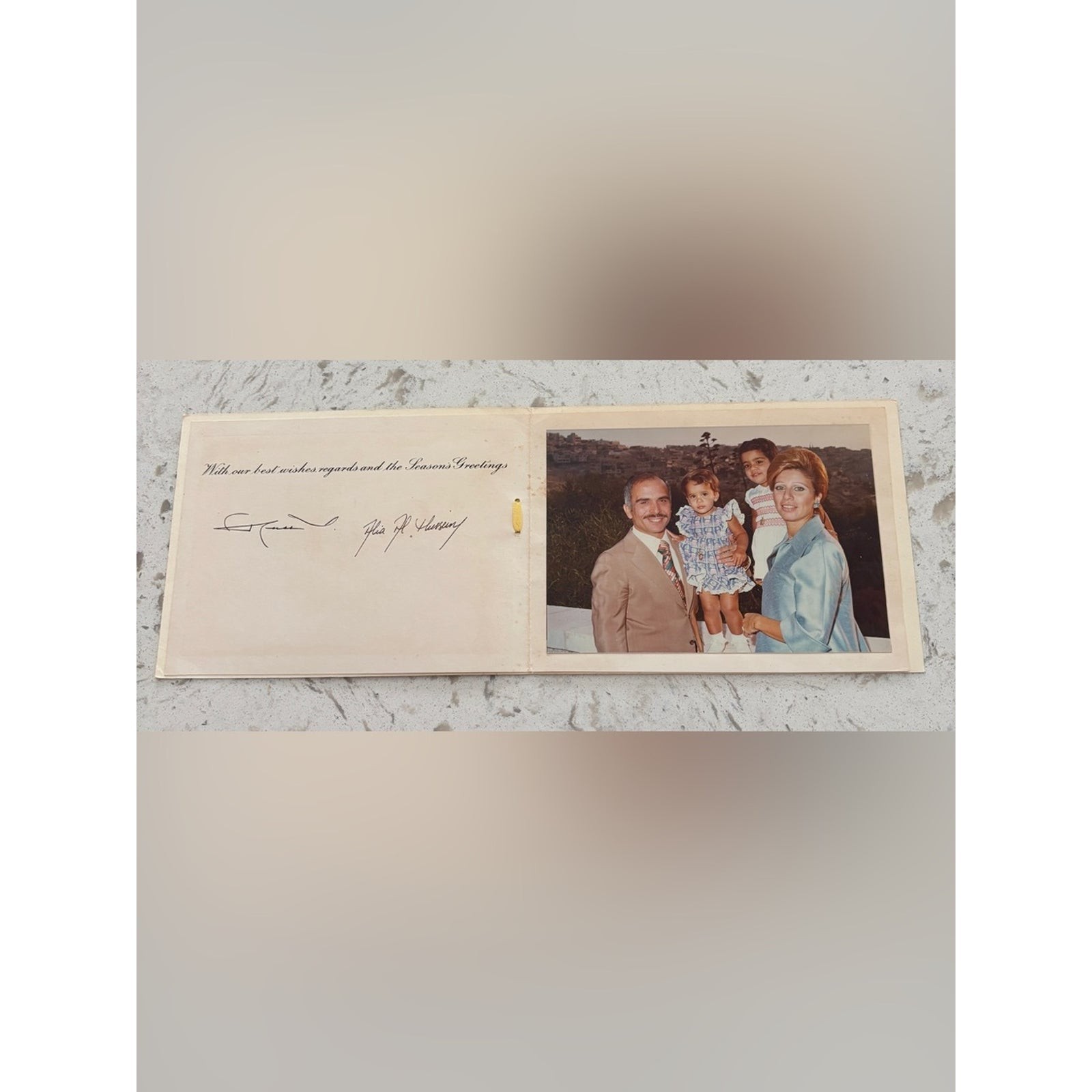 King Hussein & Queen Alia of Jordan 1975 *Rare* Hand-Signed Holiday Card