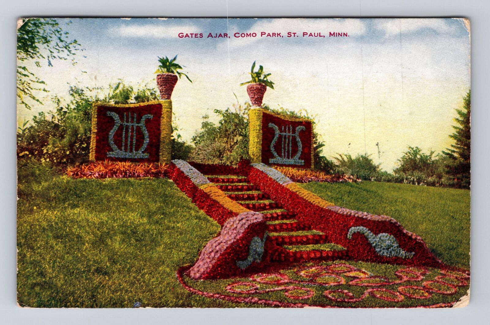 St Paul MN-Minnesota, Gates Ajar, Como Park, Antique, Vintage c1910 Postcard