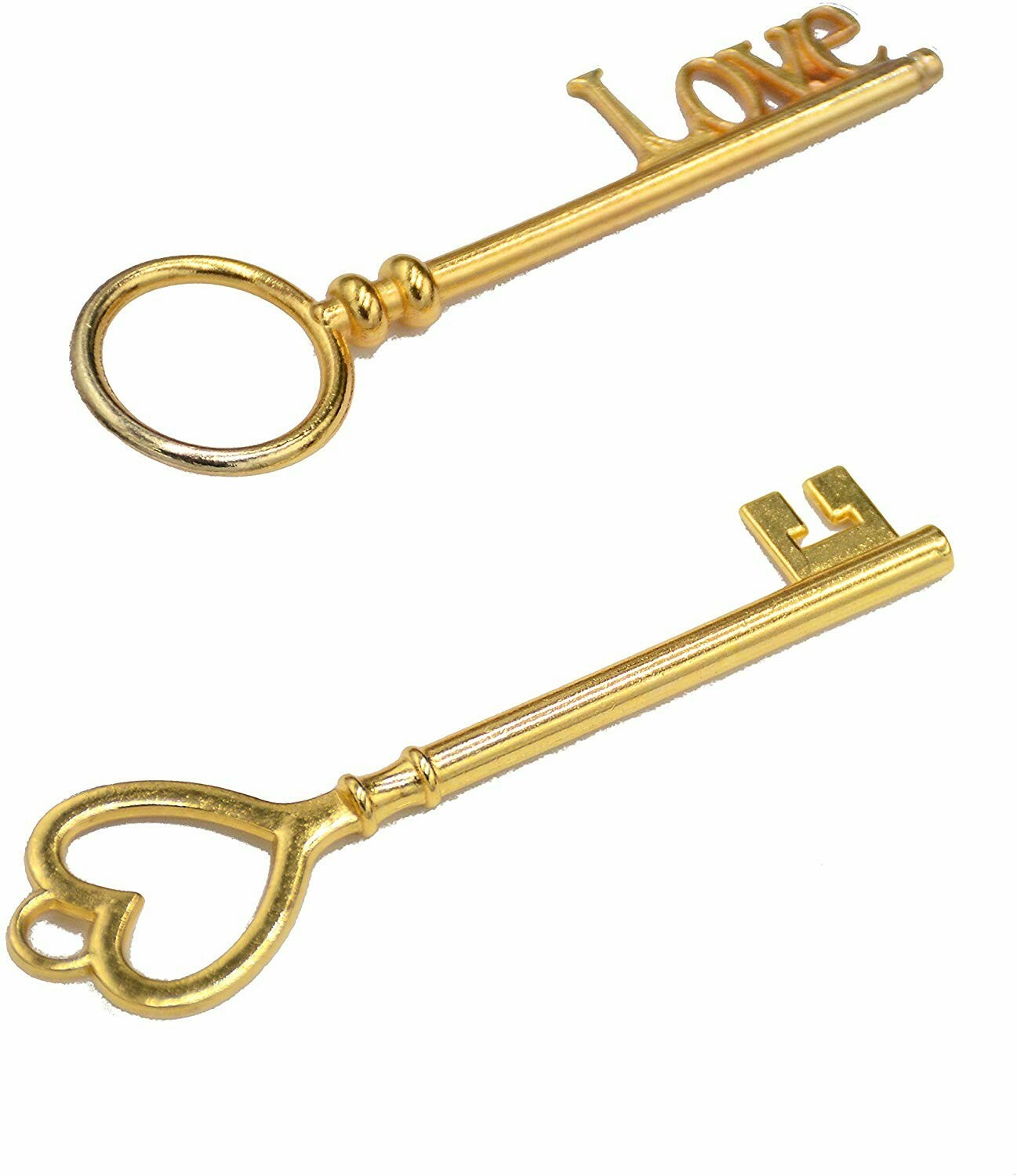 2 Heart Keys-Big Keys-Skeleton Keys-Gold-84mm Large Valentines Love