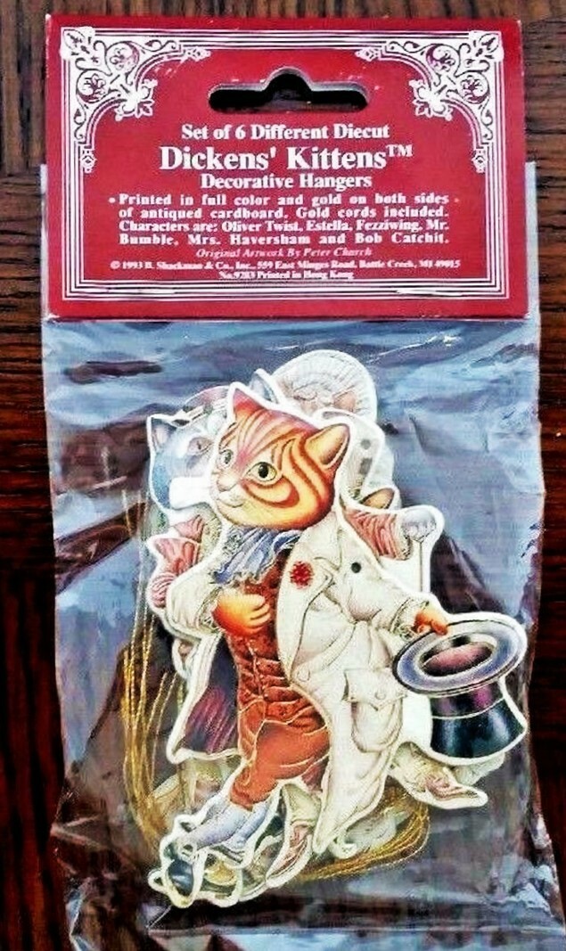 A CHRISTMAS CAROL ORANMENTS Cats & Kittens Dressed as Characters Pristine/Sealed