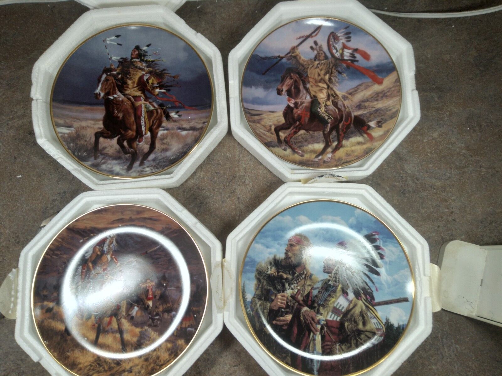 Lot of 4 Franklin Mint Native American Commemorative Plates Lot J