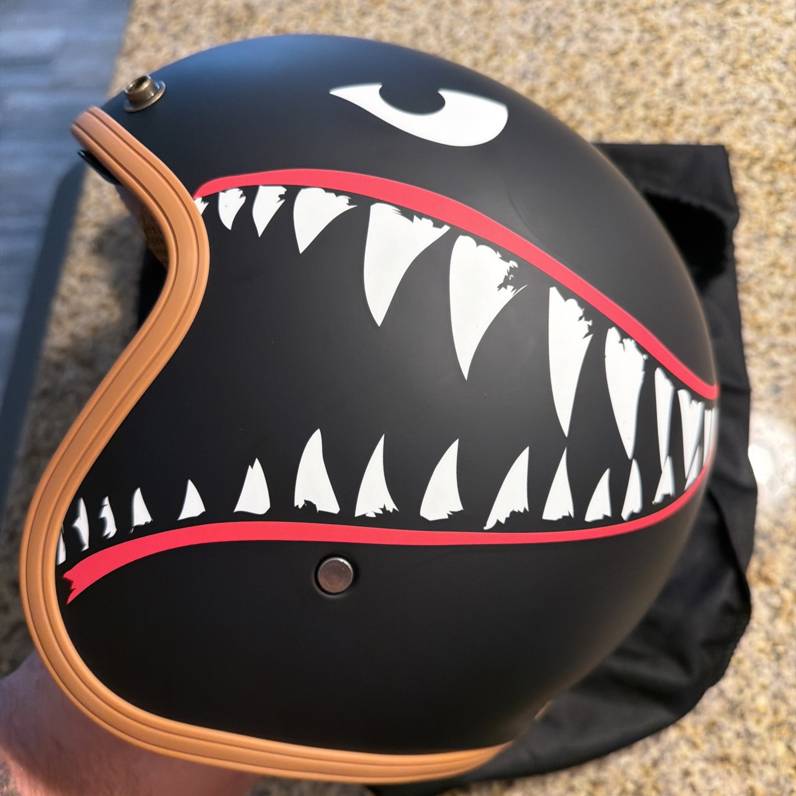TRIANGLE 3/4 Motorcycle Helmet, DOT Approved Retro Half Helmet with Sun Visor