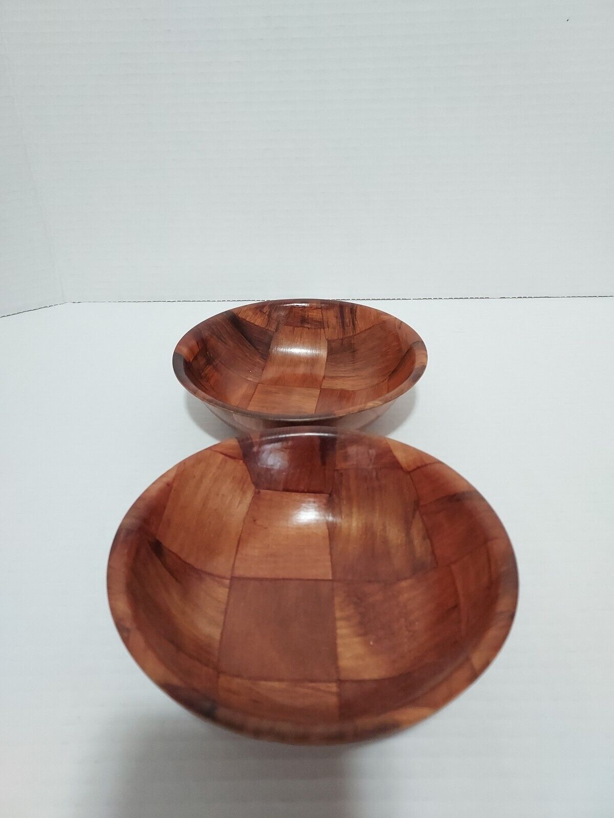 Vintage Woven Small wood salad bowls Lot Of 2 