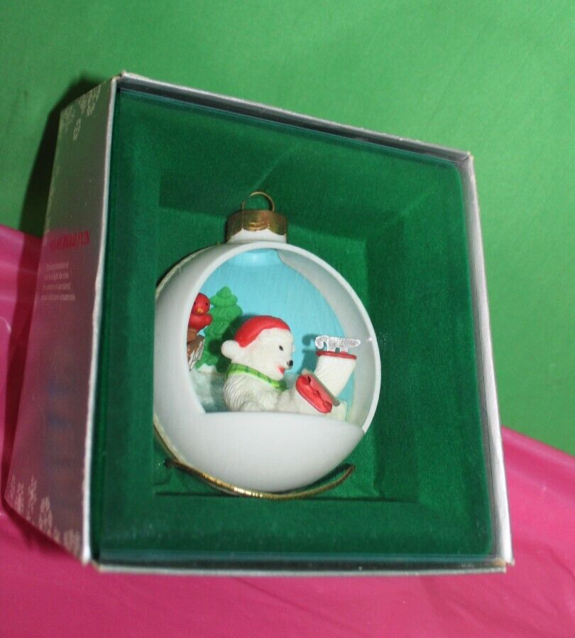 Enesco Treasury Of Christmas Polar Bear Fun 1982 Vintage Holiday Ornament