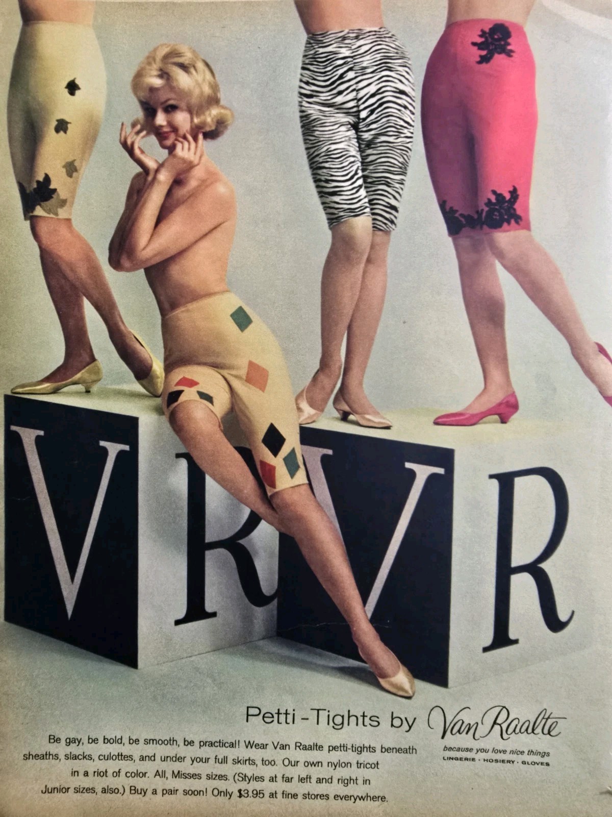 1961  Women\'s Van Raalte Nylon Tricot Petti-tights Girdle Vintage Fashion Ad