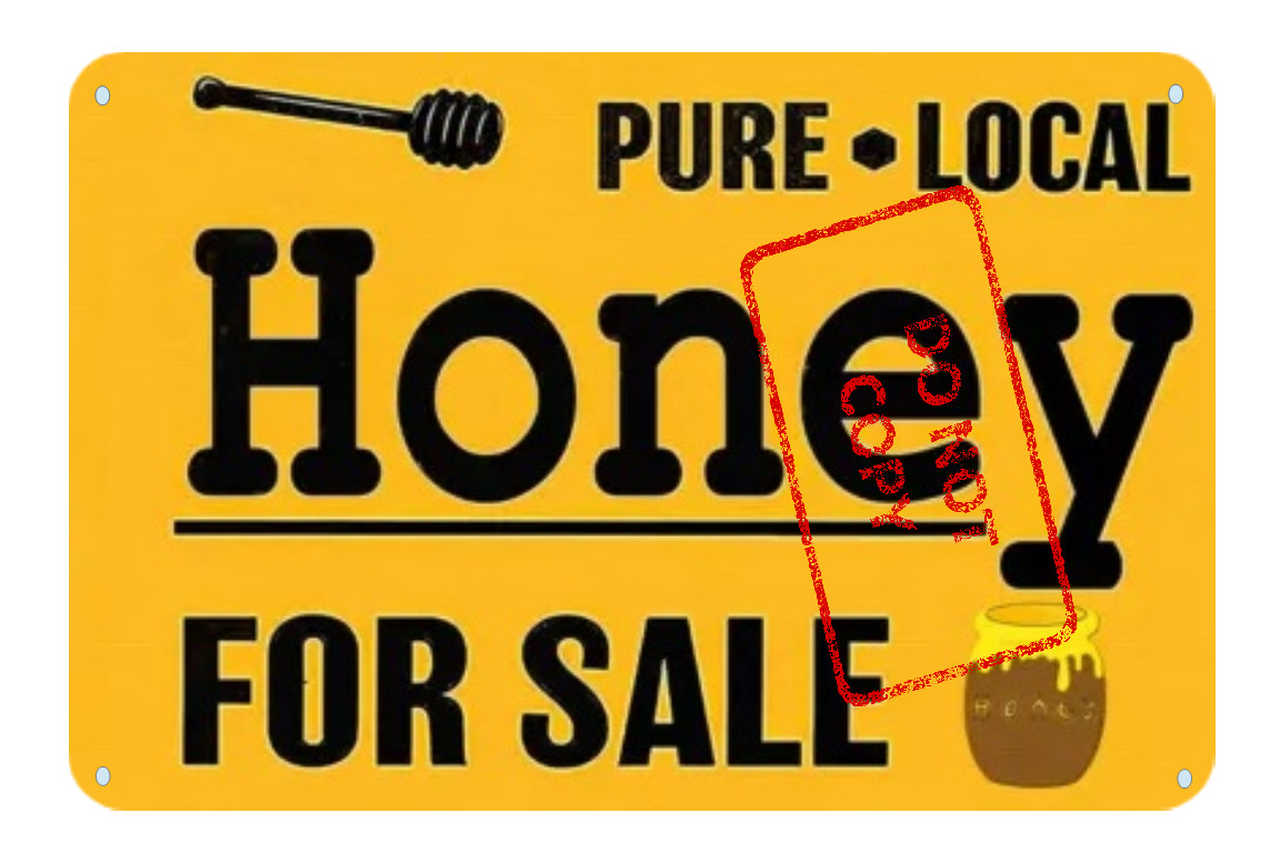 Pure Local Honey For Sale Classic Retro Yellow 8x12 Aluminum Metal Sign
