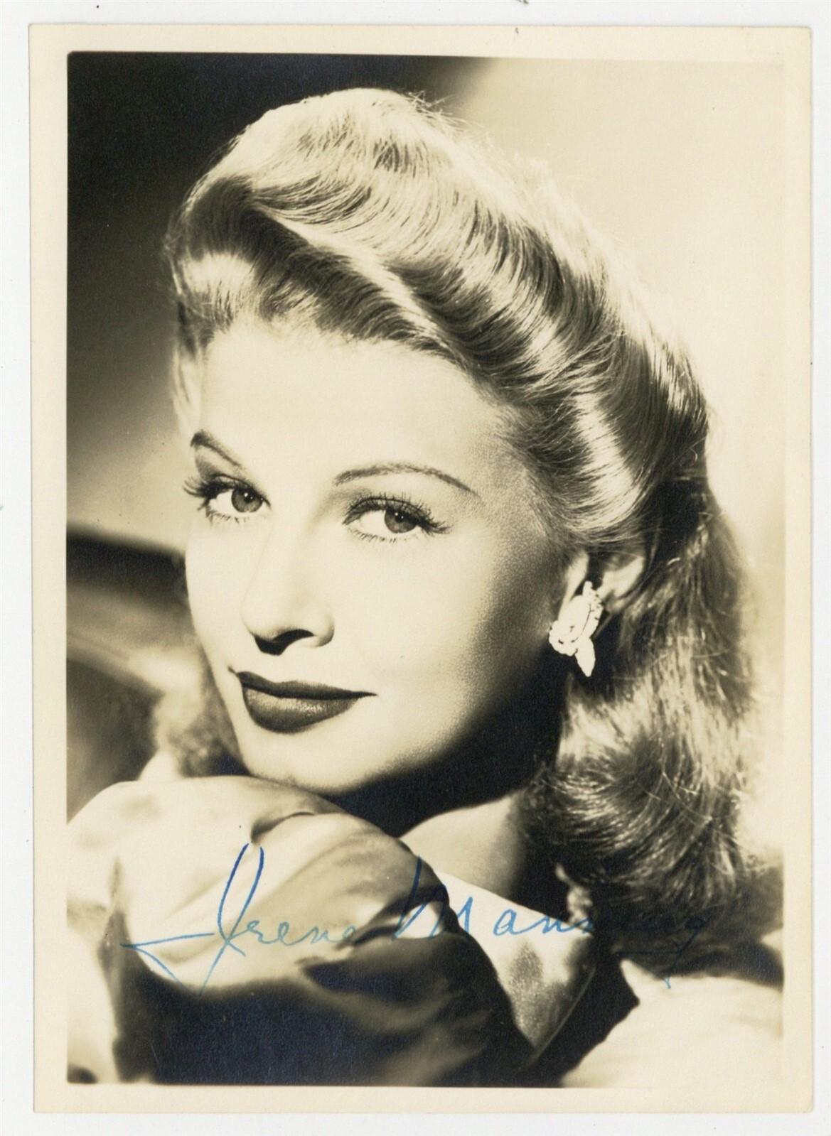 Irene Manning 1942 Signed 5x7 Jazz Singer Glen Miller Big Band Portrait J14147