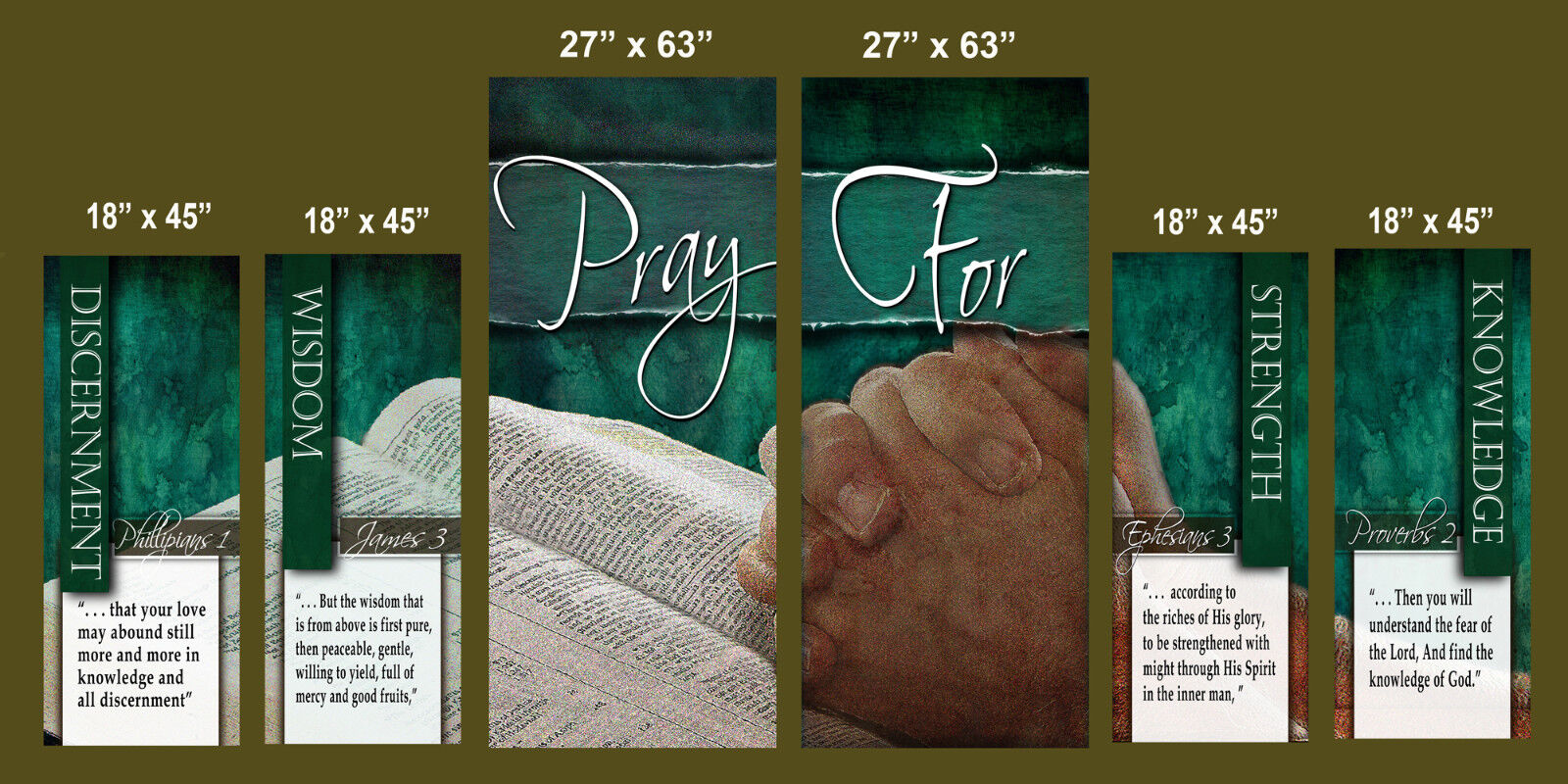 Inspirational Christian Church Banners - Pray For (SMALL 6 BANNER SET)