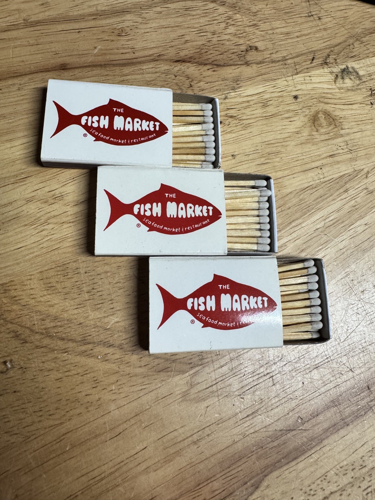 Vintage Wooden Matches From The Fish Market San Diego California - 3 Boxes
