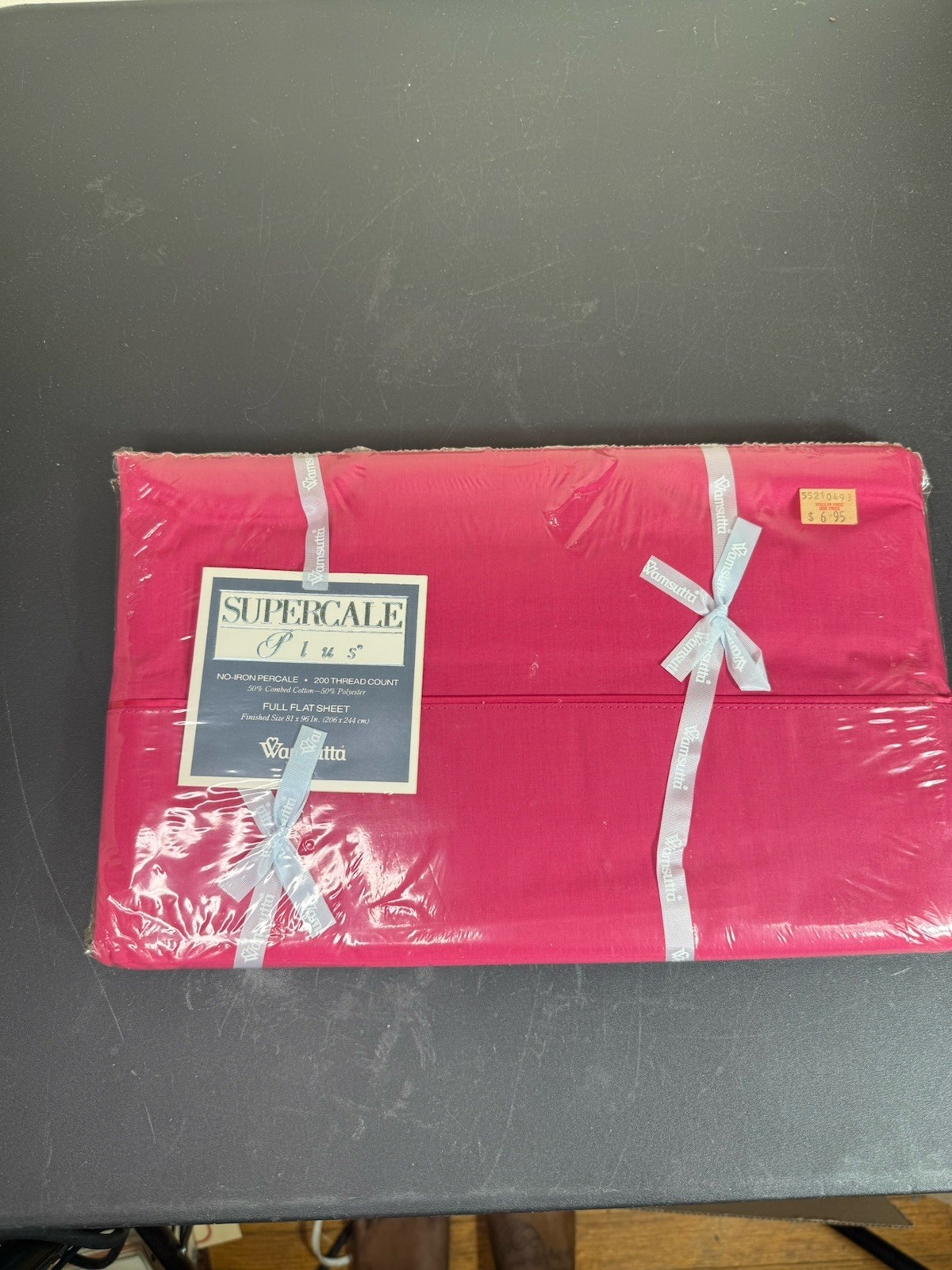 Vintage Wamsutta Supercale Plus Full Flat Sheet Flame Red 200TC NIP USA