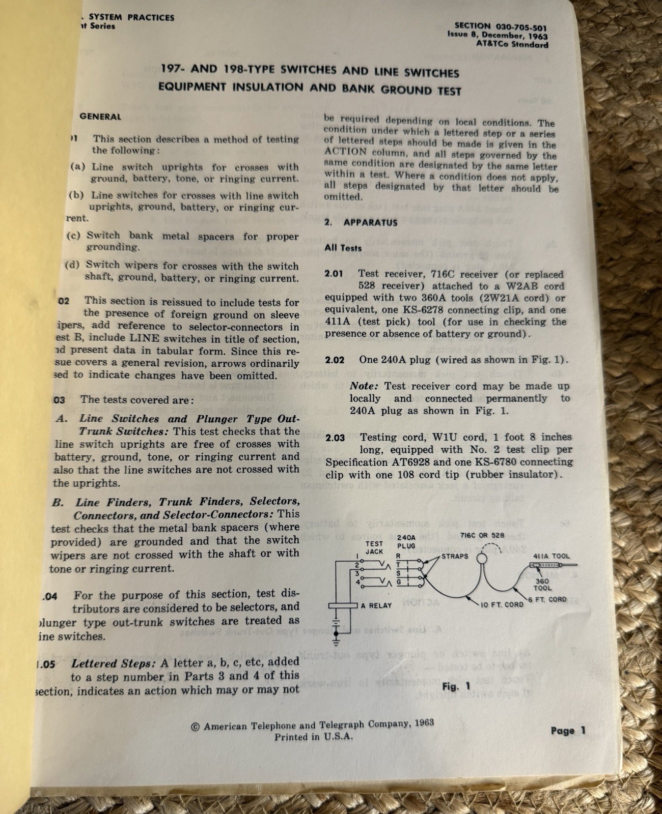 VINTAGE AT&T BELL SYSTEMS PRACTICES OCTOBER 1959-1968