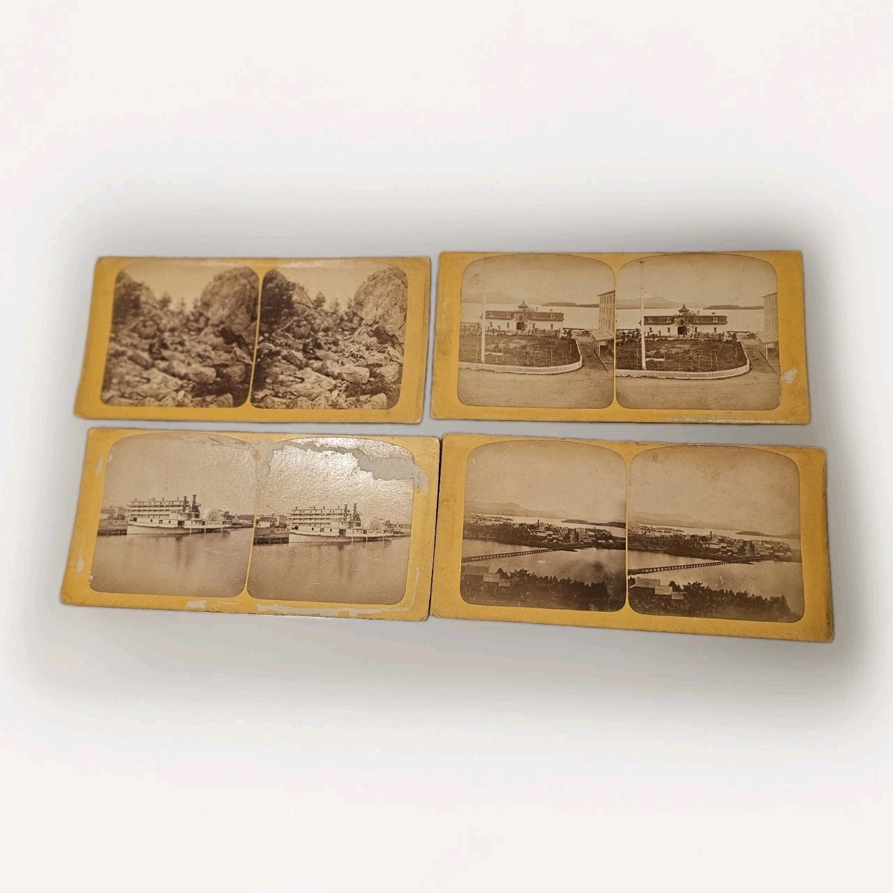 Antique VT Stereoview Lot (4) Newport Vermont Lake Memphremagog L.E. Thayer