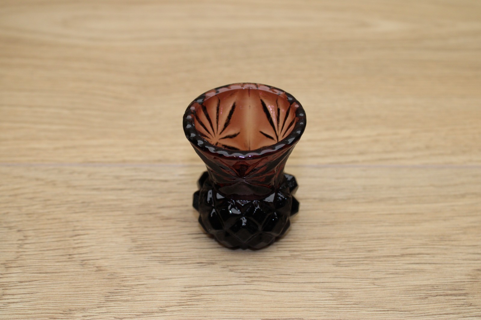 Vintage Purple Dark Amethyst Mini Bud Vase Toothpick Holder 2 1/4\