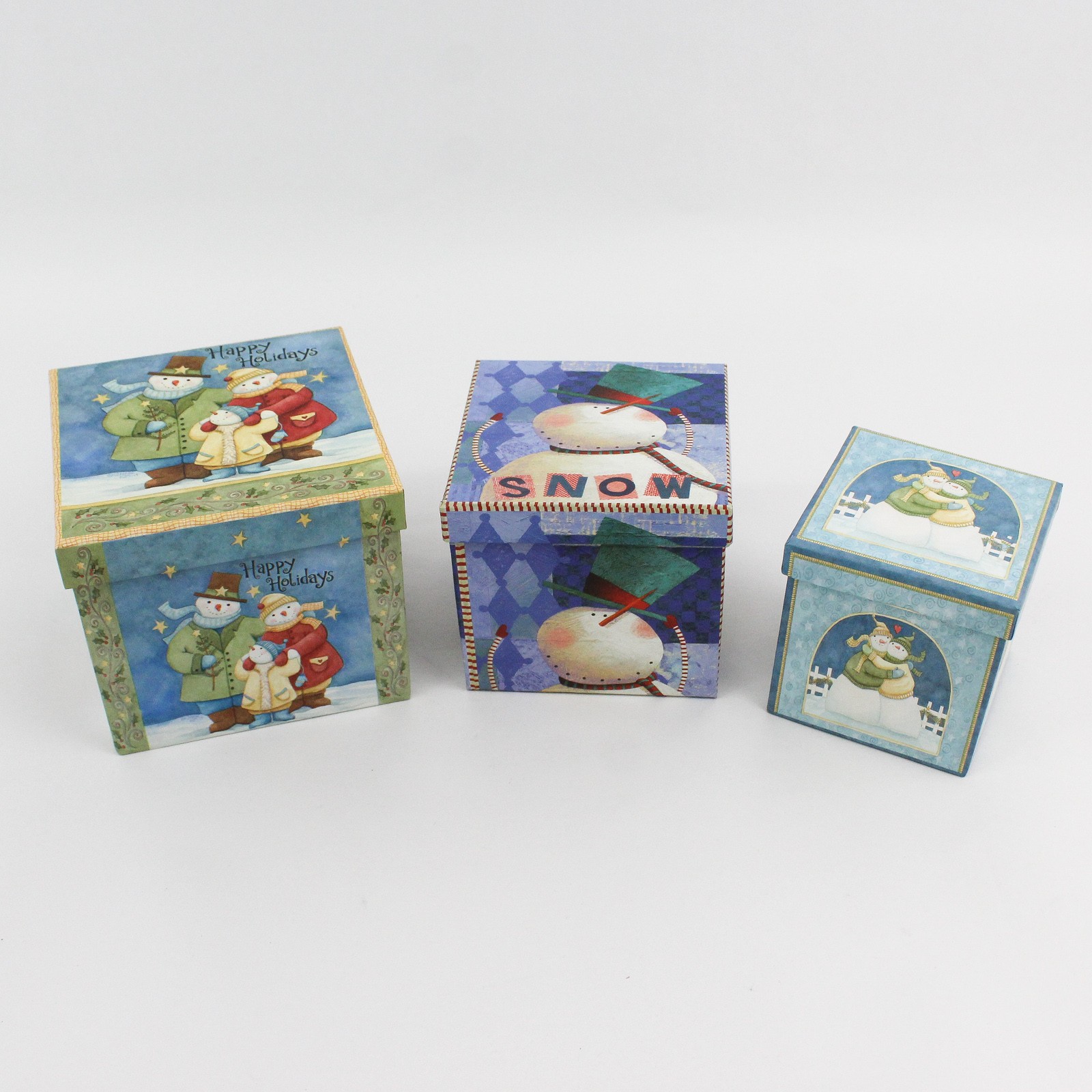 3 Piece Lindy Bowman Snowman Christmas Gift Box Set Designed By Teresa Kogut