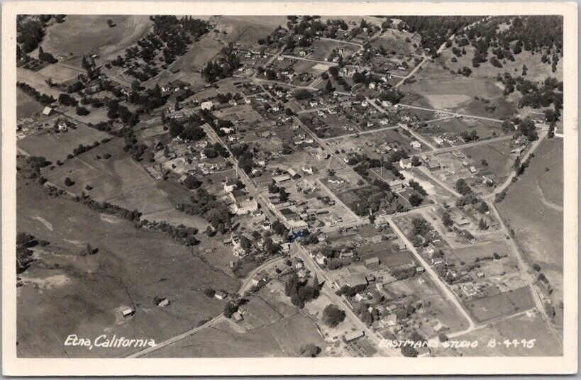 Vintage ETNA, California Real Photo RPPC Postcard Aerial View / Eastman B-4445