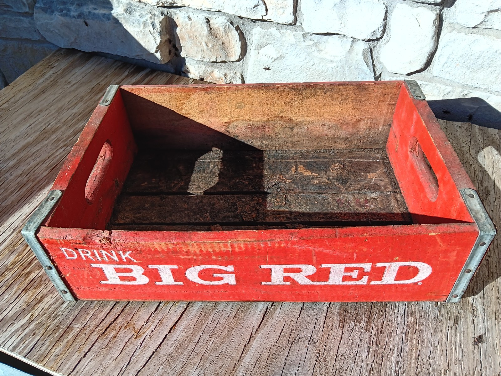 Vintage Wooden Big Red Soda Crate Louisville KY Advertising