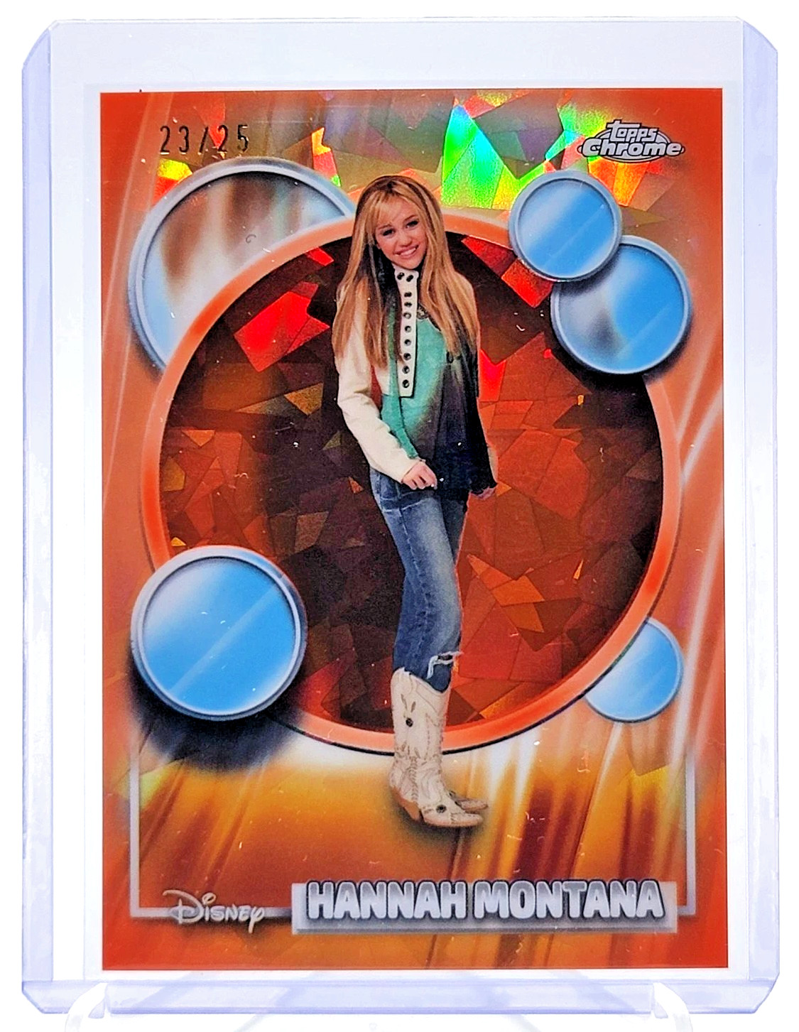 2026 Topps Chrome Disney Sapphire Hannah Montana Orange Refractor /25 SP RARE