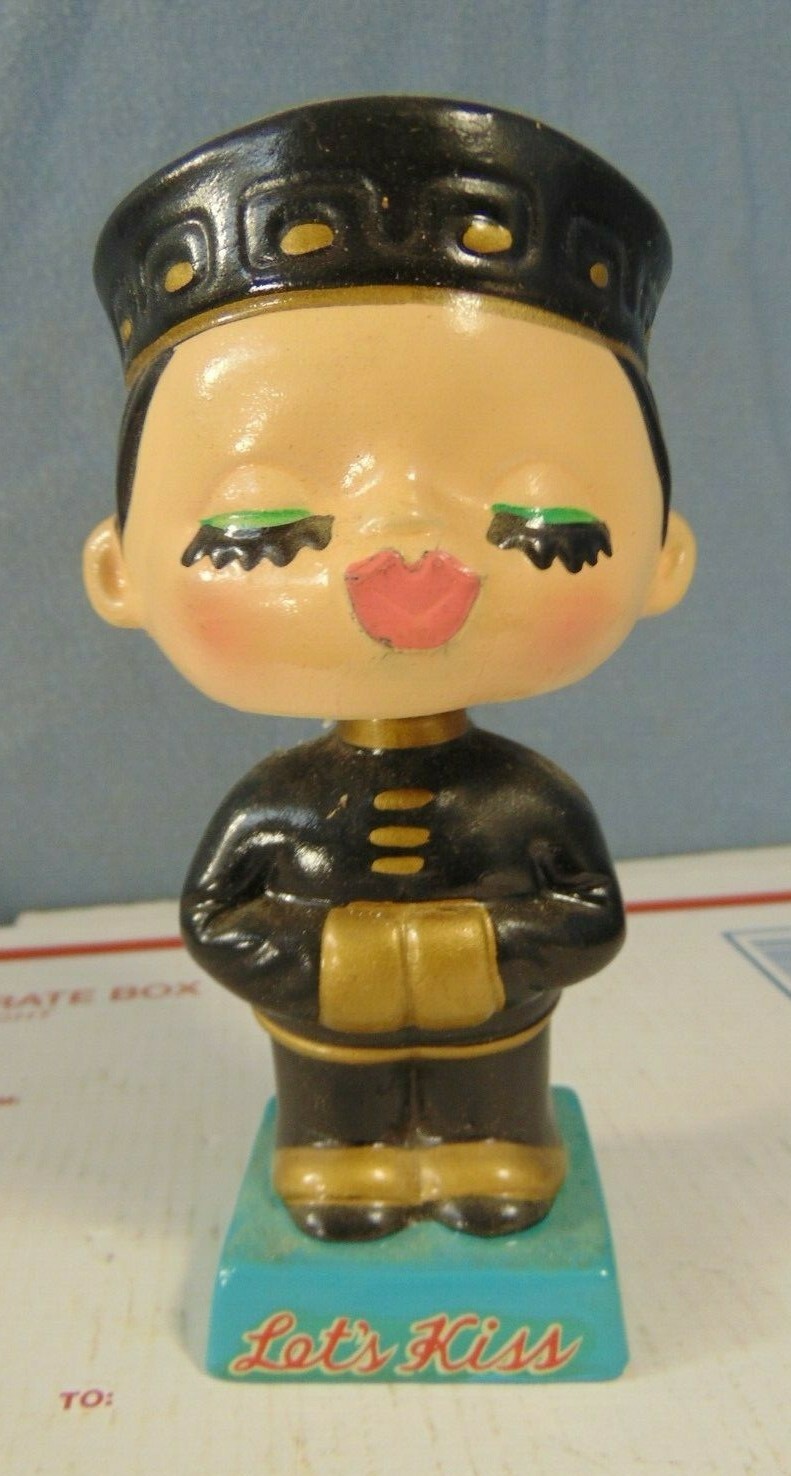 VINTAGE 1960\'S ASIAN CHILD W/ BLACK CLOTHES BOBBLEHEAD NODDER ESTATE FIND ORIG