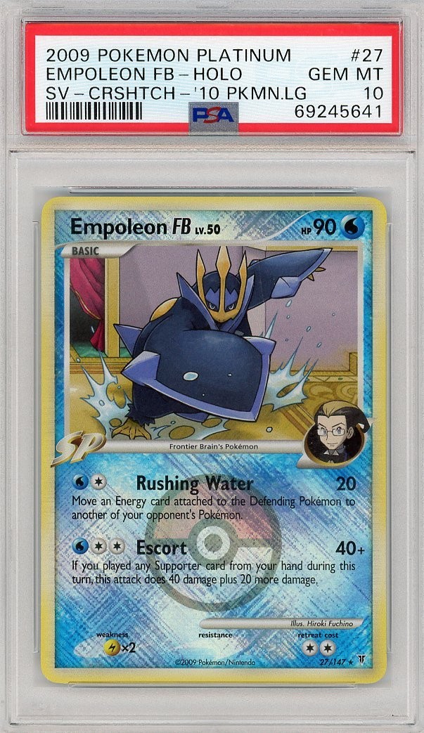 2009 Pokemon Platinum Empoleon FB #27 SV-CRSHTCH-'10 PKMN.LG HOLO PSA 10..B