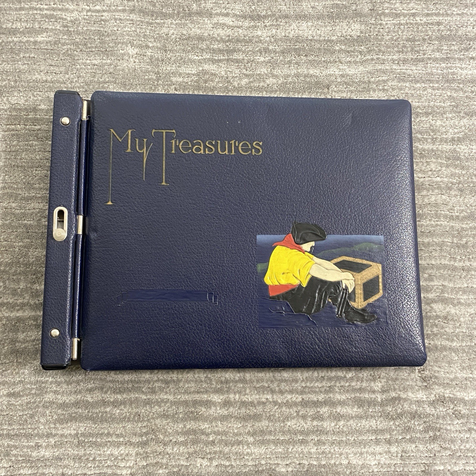 Vintage Mid Century My Treasures BLANK Photo Album Scrap Book Black Paper Pirate