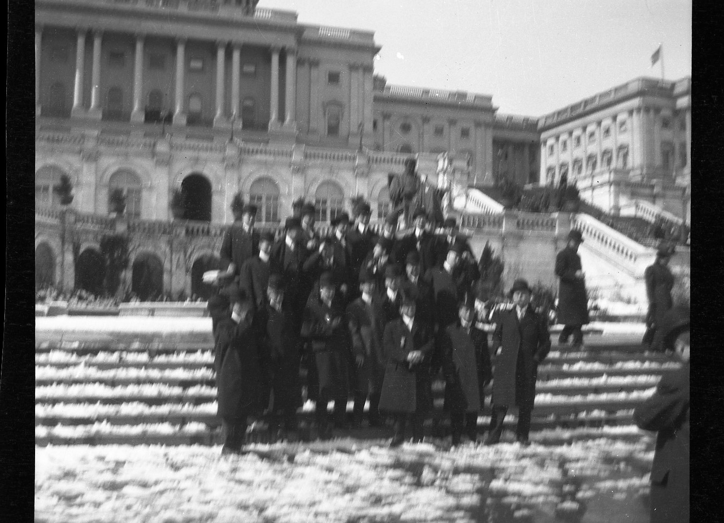 Antique Original Negative Photo Group of Men Washington Capitol Steps Winter