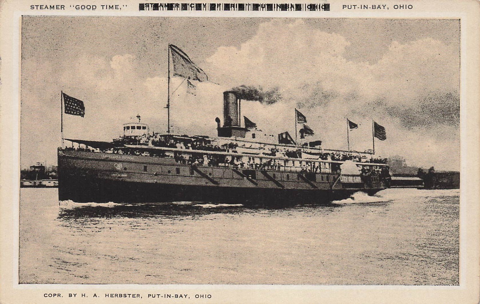Steamer City of Erie Pun in Bay Ohio Good Time Harbor Ship Vtg Postcard H19