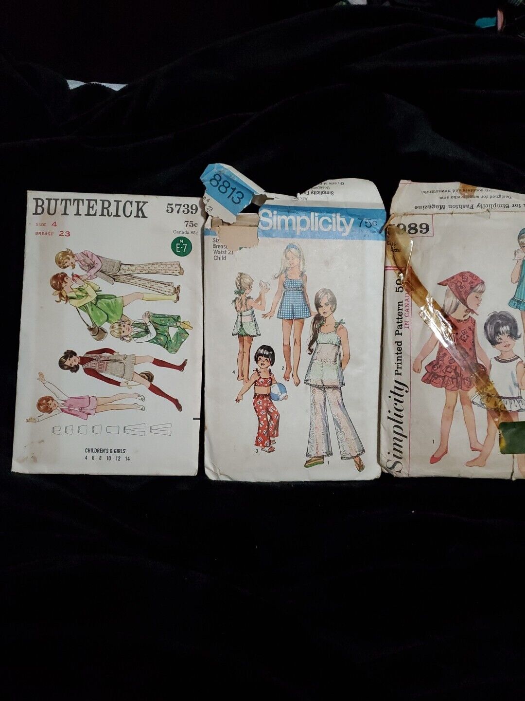 Vtg Lot 60s 70s Youth Sz 3 4 Sewing Patterns Simplicity 5989 8813 Butterick 5739