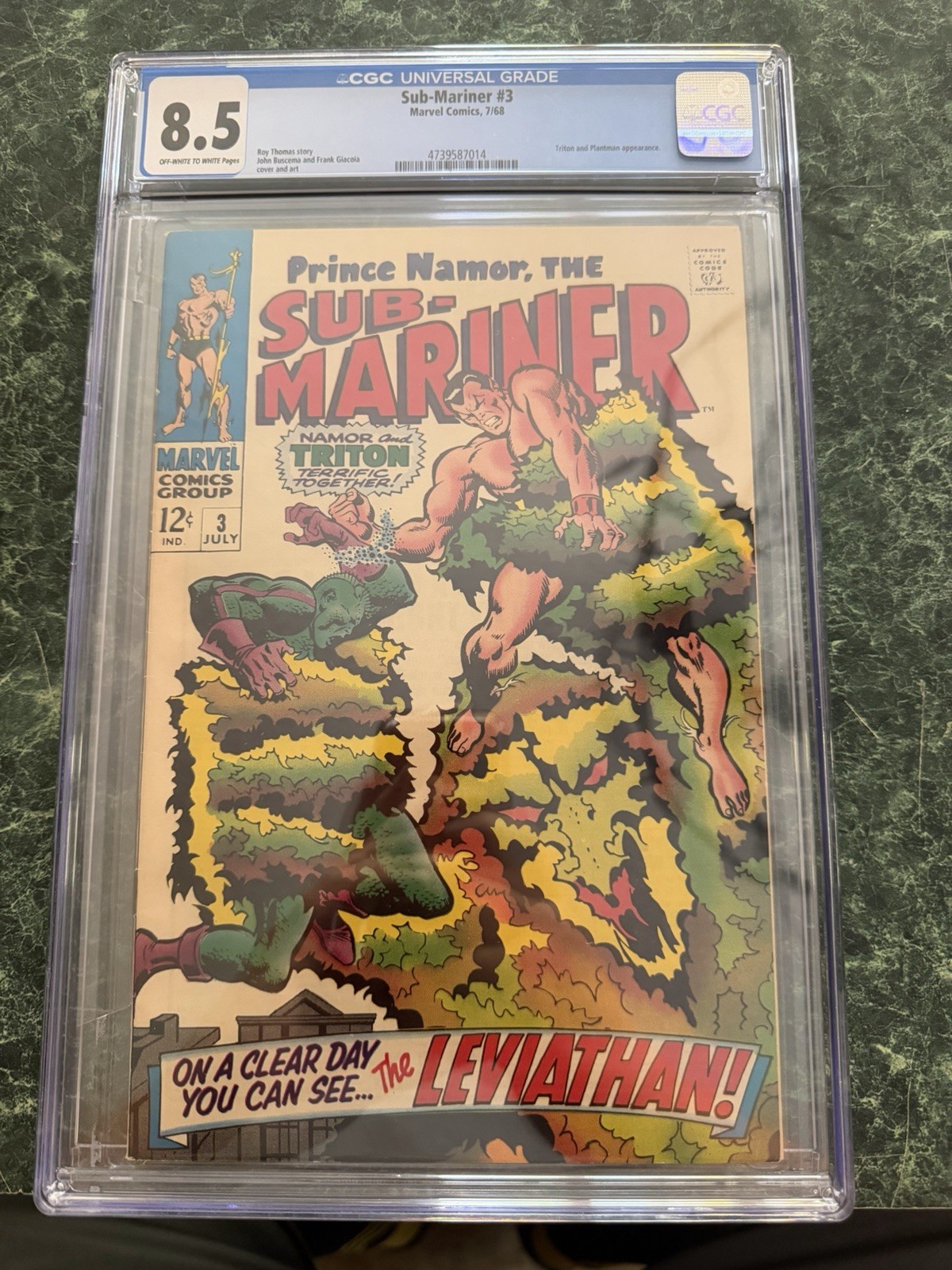 Marvel Sub-Mariner #3 (1968) CGC 8.5 Very Fine+ Namor Comic Book