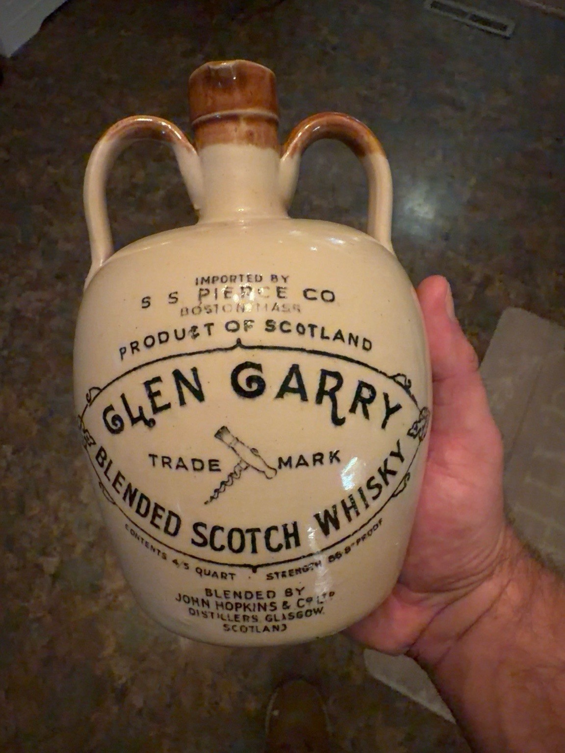 Made in Scotland Glen Garry Blended Scotch Whiskey Stone Jug Bottle (empty)