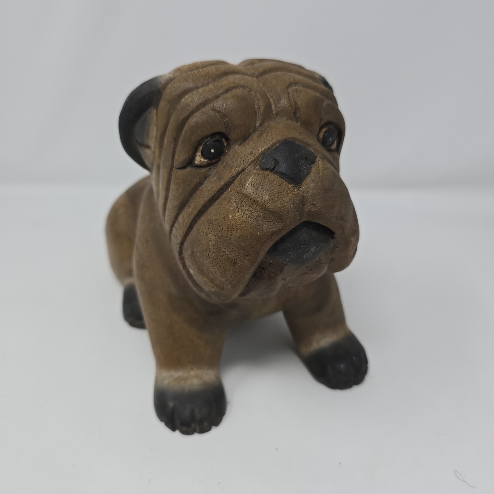 Vintage ARTISAN CRAFTED Hand-Carved Wood Bulldog Figure 7 x 10 Vintage ARTISAN CRAFTED Hand-Carved Wood Bulldog Figure 7 x 10