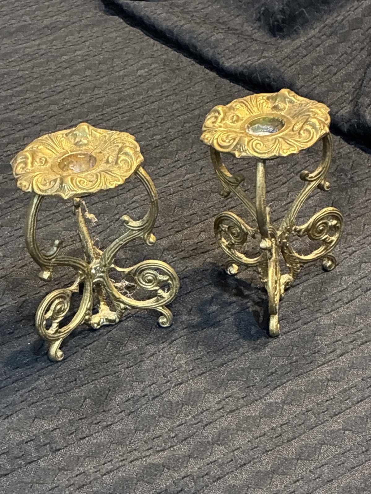 Pair Of Vintage Brass Taper Candle Holders
