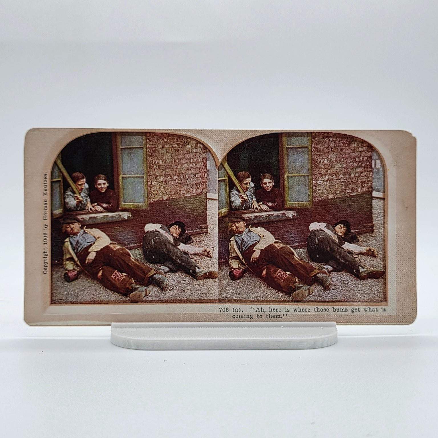 Hermann Künzren 1906 Comic Stereoview Ah Here Is Where Those Bums Get It